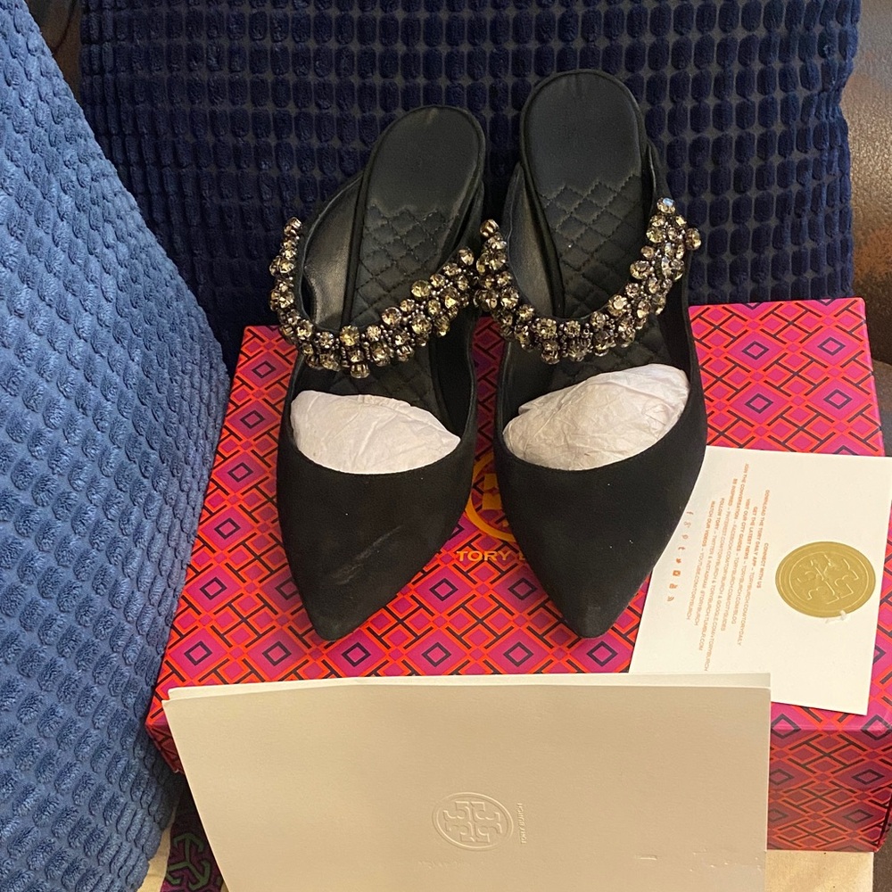 Tory Burch Black Heels with Embellishments